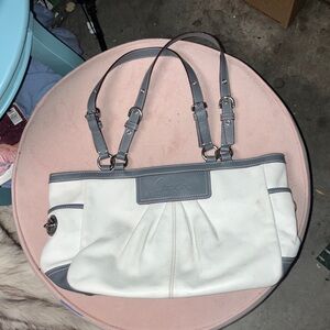 Coach Cream and Gray Shoulder Bag